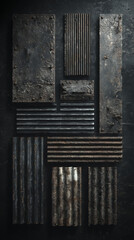 Collection of Rusty Metal Plates with Post-Apocalyptic Industrial Look

