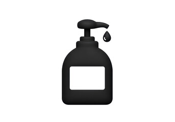 Isolated Black Soap Dispenser Bottle with Droplet
