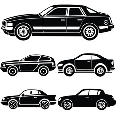 Car Silhouette Icon Minimal Black Vector Isolated on White Background