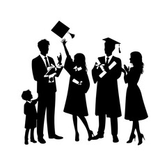 Student And Parents Celebrate Graduation silhouette , Student And Parents Celebrate Graduation vector