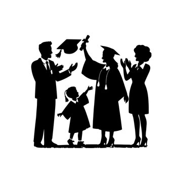 graduation family silhouette celebrating achievement clip art preview