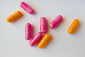 colorful pills on white background