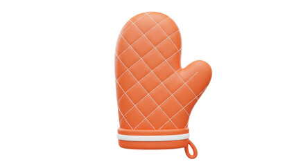 Isolated Vibrant Orange Quilted Oven Mitt for Kitchen Safety