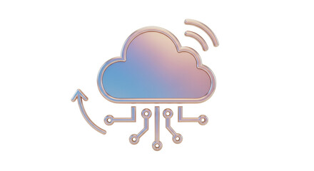 Isolated Cloud Computing Icon with Circuit Board and Wireless Connectivity