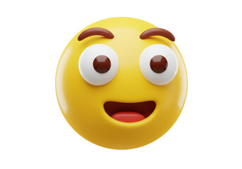 Isolated Cheerful Yellow 3D Emoji with a Wide Happy Smile