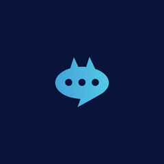 Blue cat chat bubble icon for ai chatbot, digital assistant, and communication apps