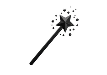 Isolated Black Magic Wand with Sparkle Effect