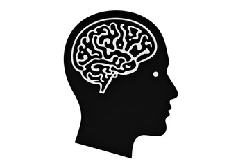 Obraz premium Isolated Silhouette of Head with Brain Inside