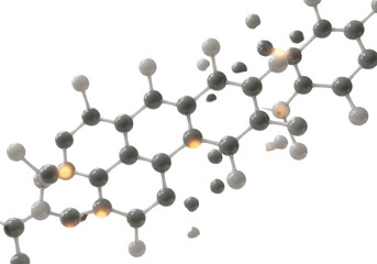 Isolated 3D Molecular Structure with Glowing Points