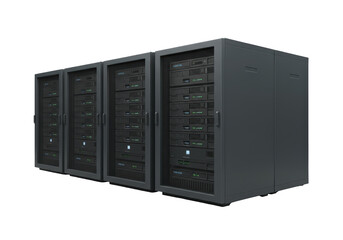 Isolated Black Server Racks for Data Storage