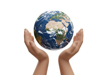 Isolated Hands Holding Globe Representing Environmental Care
