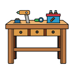 A carpenter's workbench is a sturdy, flat surface designed for woodworking tasks, featuring clamps, vises, and storage to support cutting, shaping, and assembling wood.
