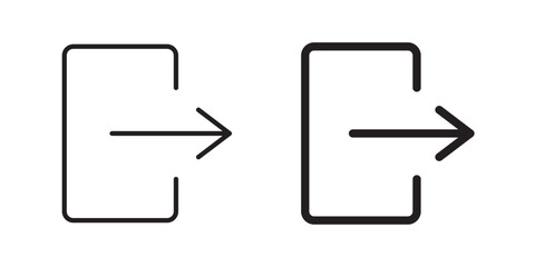 Logout icon, vector symbol logout , arrow and door icon exit. Logout sign icon. Log out symbol. Arrow. Vector illustration with stroke and fill on a white background.