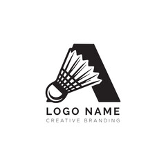 Badminton Logo with Shuttlecock and Letter A