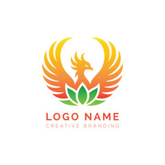 Obraz premium Phoenix Logo with Lotus and Gradient Wings