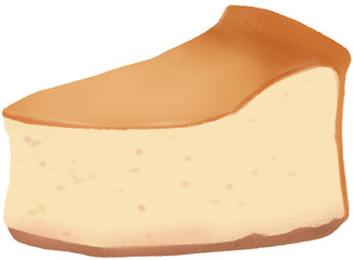Cute Handcrafted Basque Cheesecake Illustration, Baking Dessert PNG