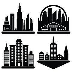 Naklejka premium Skyline Silhouette Icon Minimal Black Vector Isolated on White Background 