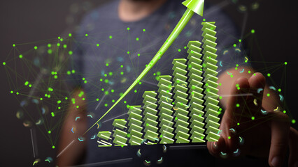 Visual representation of business growth and success.  Ideal for financial, marketing, and investment contexts.