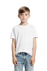 Fototapeta premium little boy wearing white t-shirt and blue jeans, isolated on transparent background