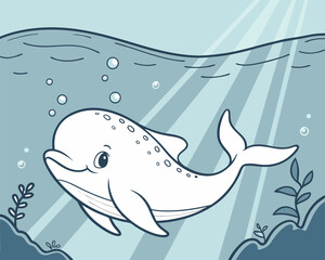 Obraz premium Playful Beluga Whale in Arctic Waters