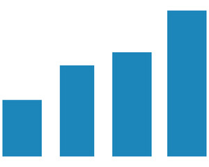 A bar graph showing an upward trend isolated on transparent background