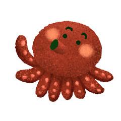 かわいいタコの手描きイラスト素材