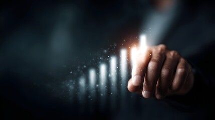 Holographic business growth projection activated by a hand