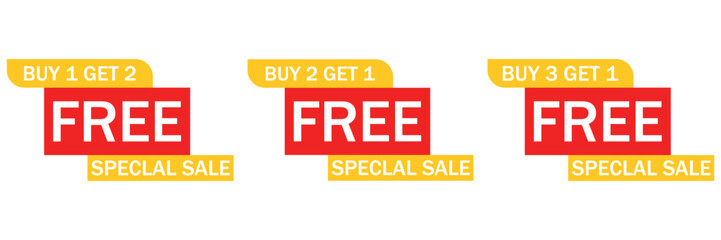 Buy One Get One Free Offer Tags Set – BOGO Sale Sticker and Discount Label Collection