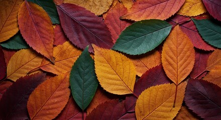 Nature wallpaper. Autumn Leaves in Various Colors Laying Flat