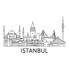 Fototapeta premium Istanbul city skyline vector on white background Vector line city skyline