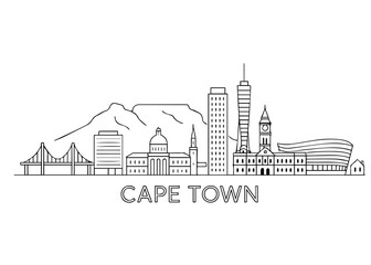 Obraz premium Cape Town city skyline vector on white background Vector line city skyline