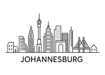 Fototapeta premium Johannesburg city skyline vector on white background Vector line city skyline