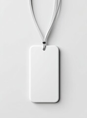 Fototapeta premium Blank white rectangular tag with thin white cords