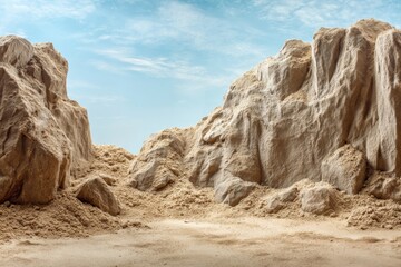 Fototapeta premium Expansive sandy landscape for artistic inspiration and creative design projects in coastal themes and tropical settings