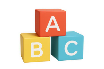 3d rendering illustration icon isolated on ABC blocks stacked on a white background on transparent background