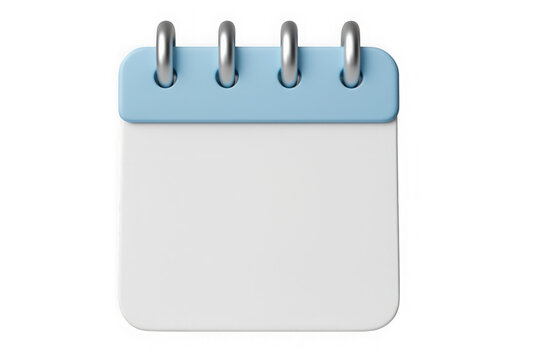 3d rendering illustration icon isolated on Blank calendar with blue accents render on transparent background