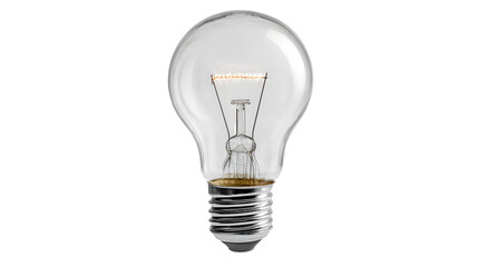Illuminating traditional incandescent light bulb glowing with bright inspiration and innovation concept Isolated on white background