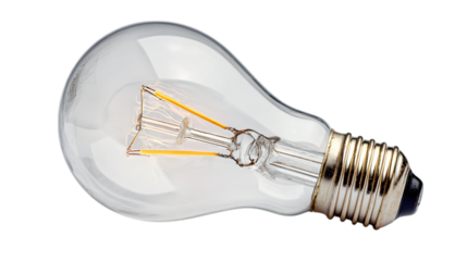 Discover your next brilliant idea with this classic Edison-style filament light bulb glowing brightly Isolated on white background