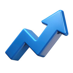 3d blue arrow graph upward trend isolated on transparent background