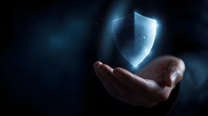 Cybersecurity shield protecting digital data