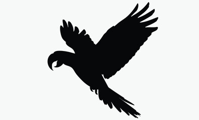 Parrot silhouette, tropical bird vector, perched animal icon, Parrot silhouette isolated vector illustration 