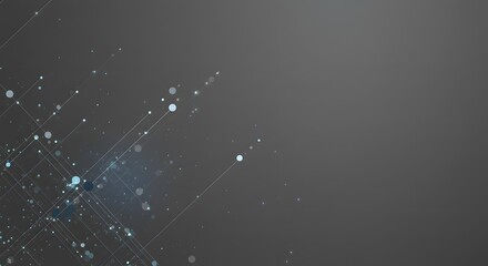 Abstract digital technology background with connecting dots and lines. Futuristic network or big data concept on a dark gray backdrop.