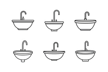 sink icon line art vector illustration
