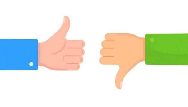 Illustration showcasing positive and negative feedback through hand gestures - Powered by Adobe
