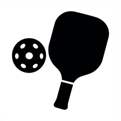 Minimal Pickleball Paddle and Ball Line Art Vector Icon for Sports and Recreation
