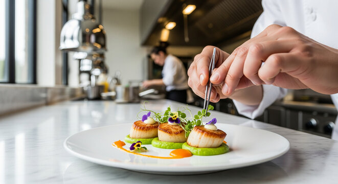 Cuisine gastronomique d'un restaurant étoilé 