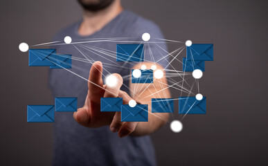 Image of interconnected emails, representing global communication and networking.