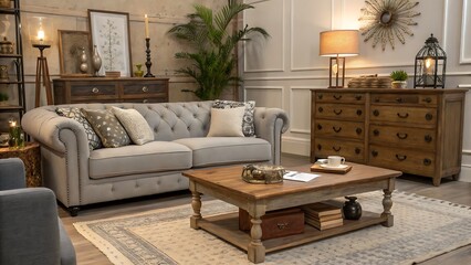 Obraz premium Bright living room interior with white empty wall,interior, room, sofa, home, furniture, living, wall, design, house, table, floor, chair, lamp, couch, apartment, luxury, bedroom, hotel, wood, lounge,