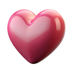 Obraz premium Glossy pink heart shape isolated on transparent background