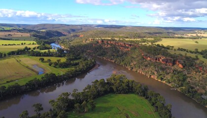 Scenic river valley aerial view